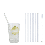 Pailles en verre transparentes (lot de 6 + goupillon) – Image 2